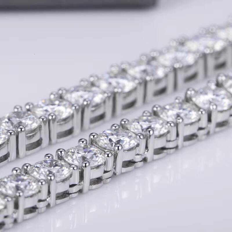 MSN574 Hip Hop Tennis Chain 925 Sterling Silver 5mm VVS Moissanite Diamond Fine Jewelry Necklace Moissanite Tennis Chain