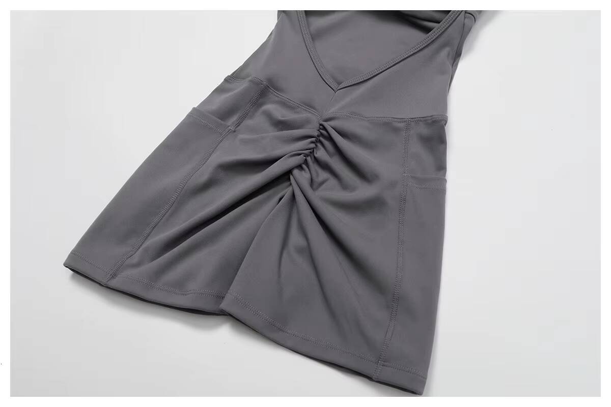 Athletic One Piece Jumpsuit for Women Back Cutout Halter Bodysuit with High Waist Ruched Front and Breathable Stretch Material