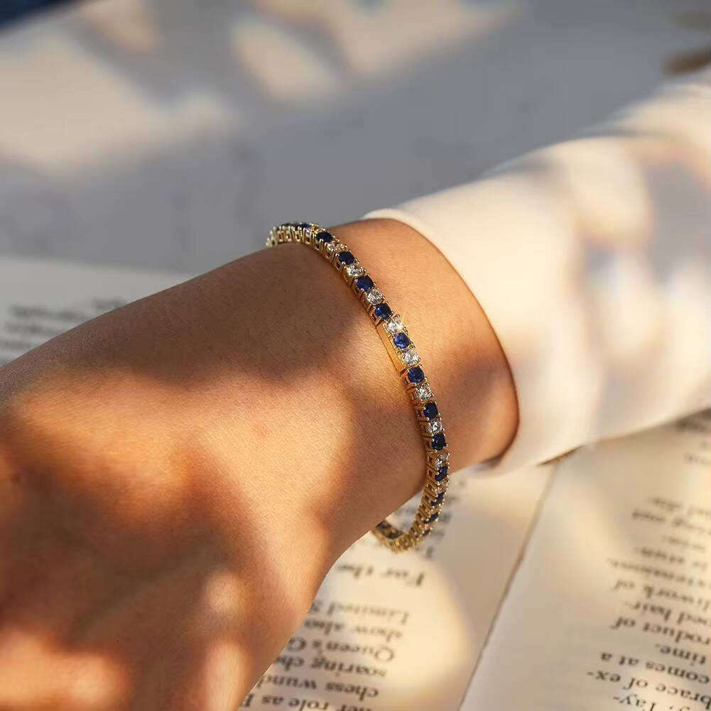 SB137 RINNTIN ClearSapphire Cubic Zirconia Bracelet for Women Girl Fashional 925 Sterling Silver 3mm CZ Tennis Bracelet