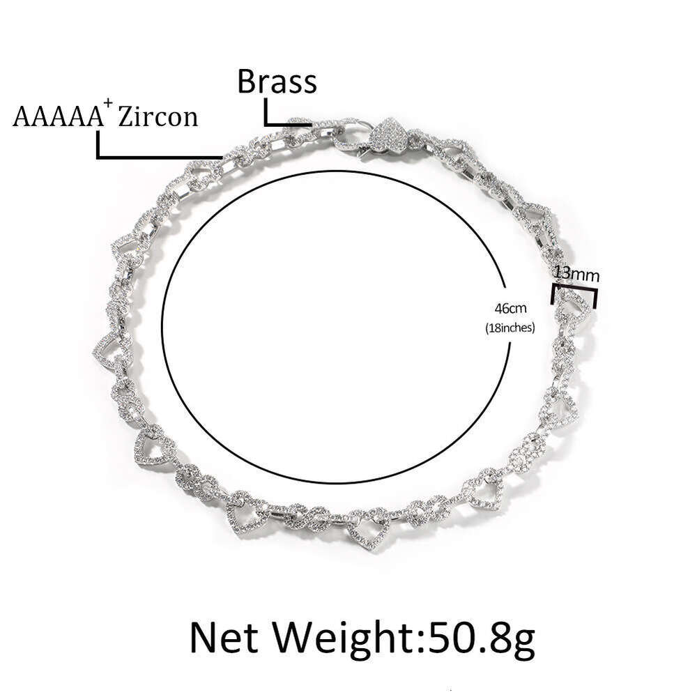 Heart Necklace for Women 5A Zircon Clavicle Chain Light Niche Temperament Simple Design Hip-Hop Accessory