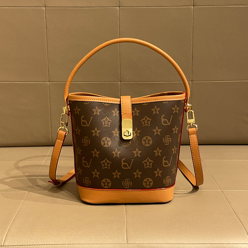 Designer bags2025 new product, new in the season, printed letter bucket bag, fashionable 100 shoulder and messenger bag women