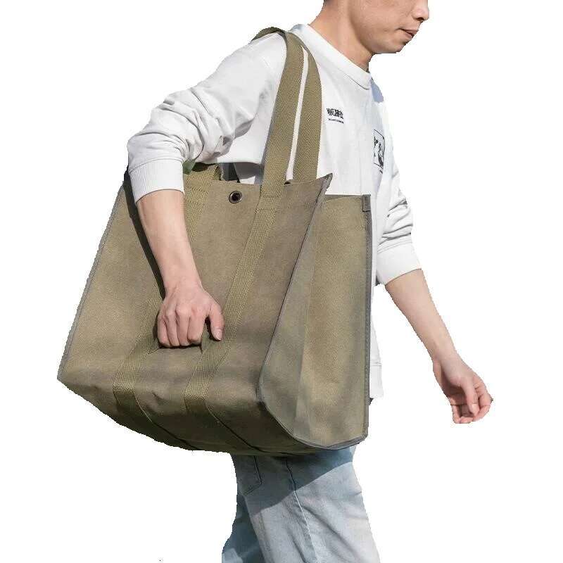 CAMPINGMOON Firewood Bag, Camping Equipment Storage With Double Handles, Shoulder Back, Outdoor Thick Canvas Bag