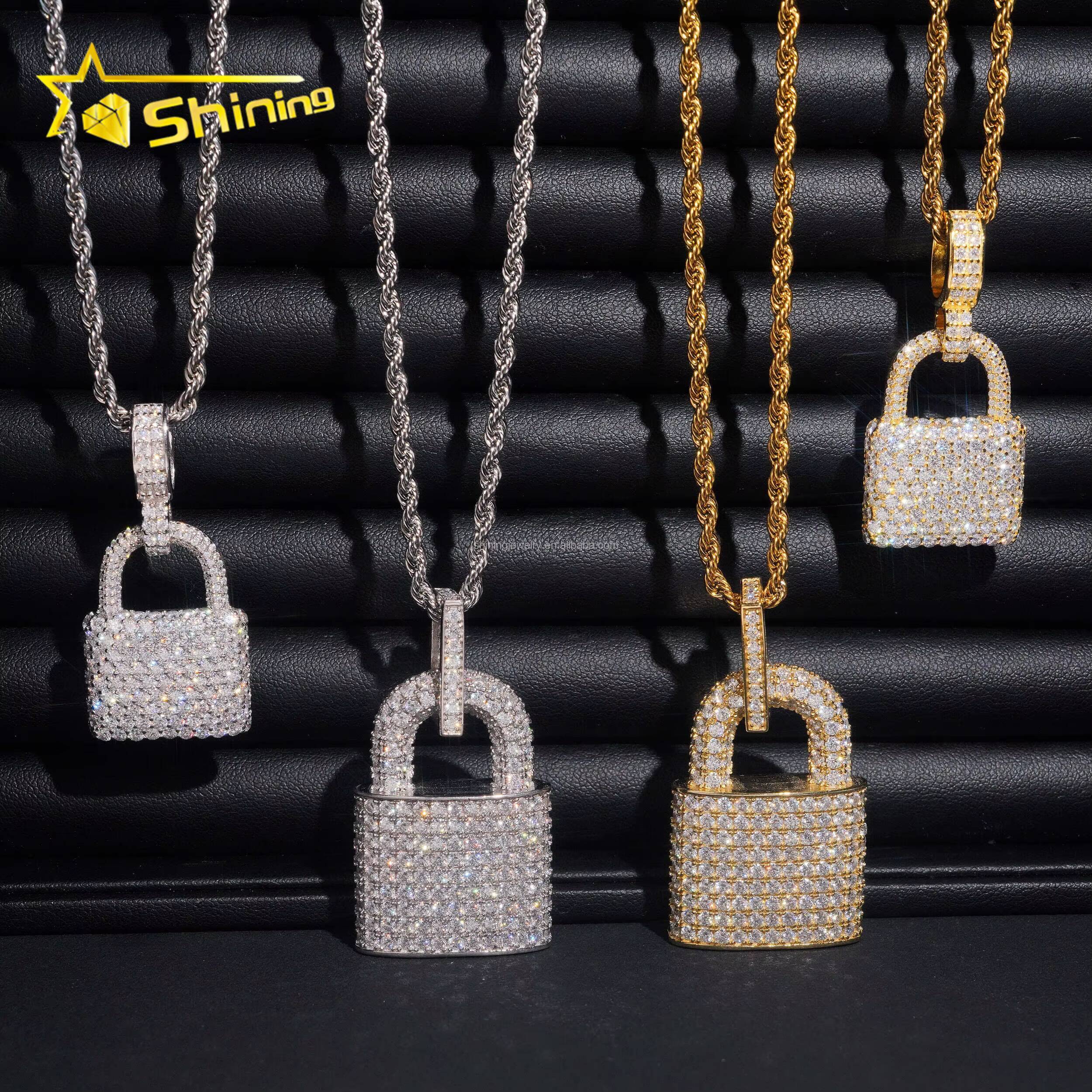 Hot Sale New Arrivals Pass Diamond Tester Rapper Jewelry VVS1 Moissanite Diamond S925 Silver Iced Out Man Lock Pendant Charms