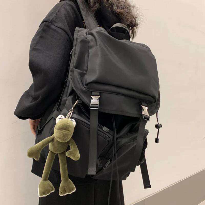 New Drawstring Hasp Buckles Casual Backpack Women College School Bags Notebook Backpacks Simple 15.6 Inch Laptop Bag For Men high-quality