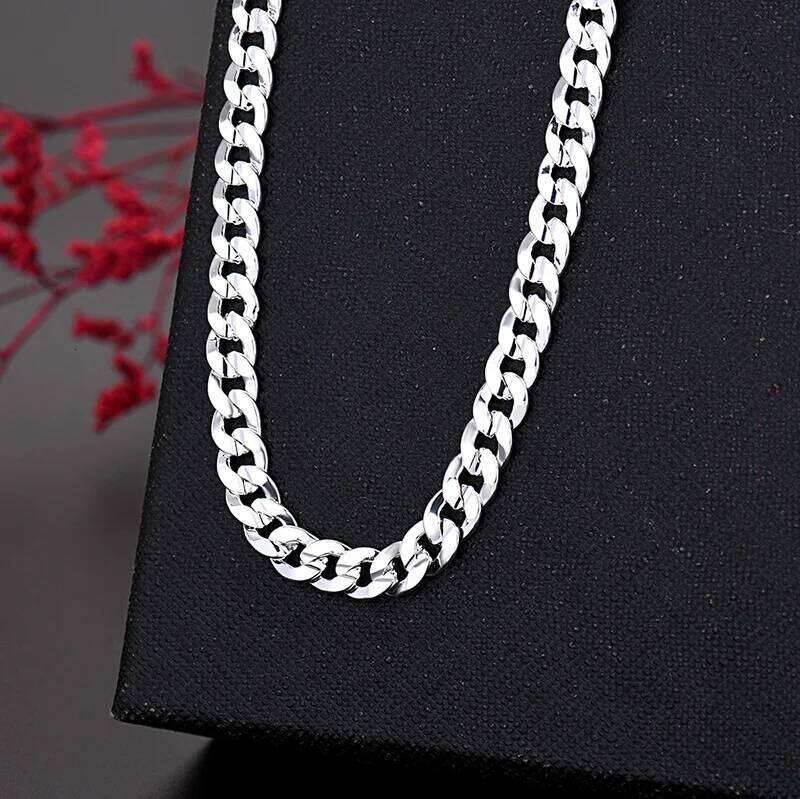 Hot sterling Sier charm 7MM Chain Necklace For Women man Fashion Party Wedding Accessories Jewelry holiday gifts