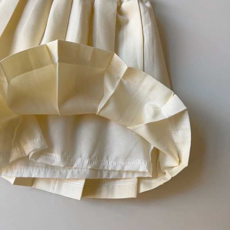 Childrens Outfit Skirt New Spring Girls Fashion Round Neck Long Sleeve Sweatshirt with Bow Tie Pleated Skirt TwoPiece Set L2509269SOG