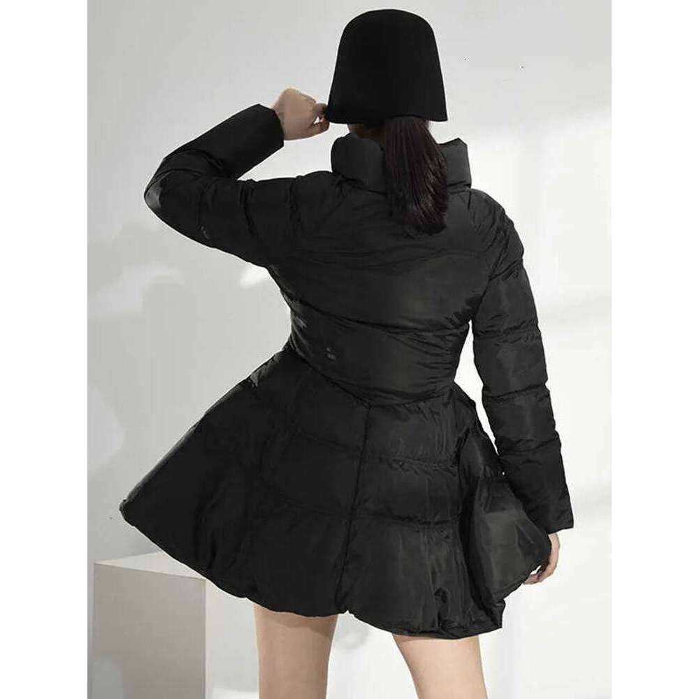 Black Bandage Bow Cotton-Padded Coat Long Sleeve Loose Fit Women Parkas Fashion Tide New Autumn Winter 2025 1Dh5282