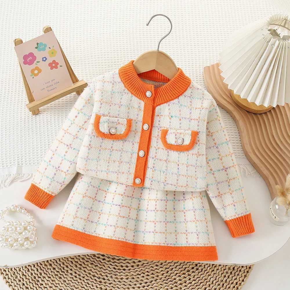 Girls New Designed Knitting Clothes Sets Girl Fall Winter Children Suits for 18Ys Kids 2Pcs Outfits Birthday Fashion Tweed Sets L250926XV77