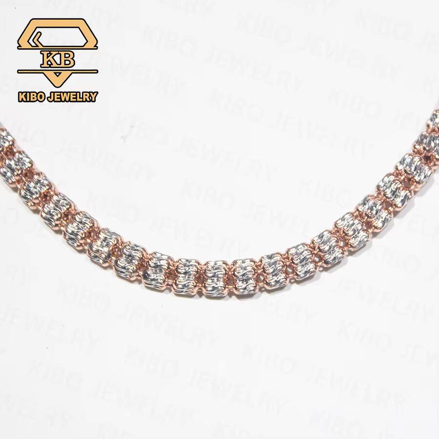 Moon Ice Chain Two Tone 925 Sterling Silver Diamond Cut Ice Link Chain Moon Ice Chain Necklace Ice Chain for Men