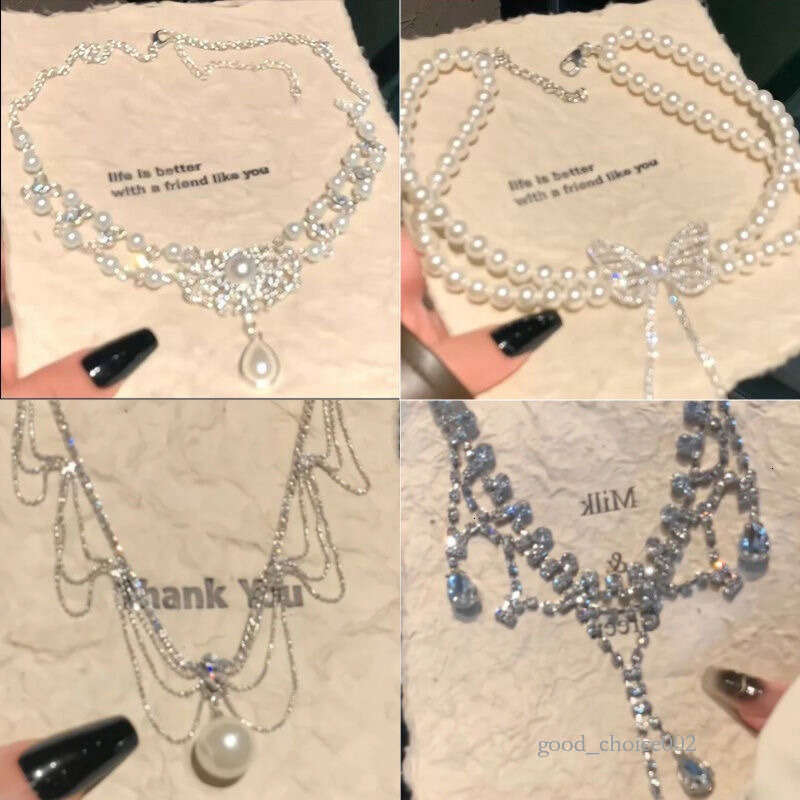 Lanjia- French Dia-Studded Pearl Water Drop Light High-End Clavicle Chain Hepburn Style Bridal Wedding Necklace Jewelry For Women F5146 10