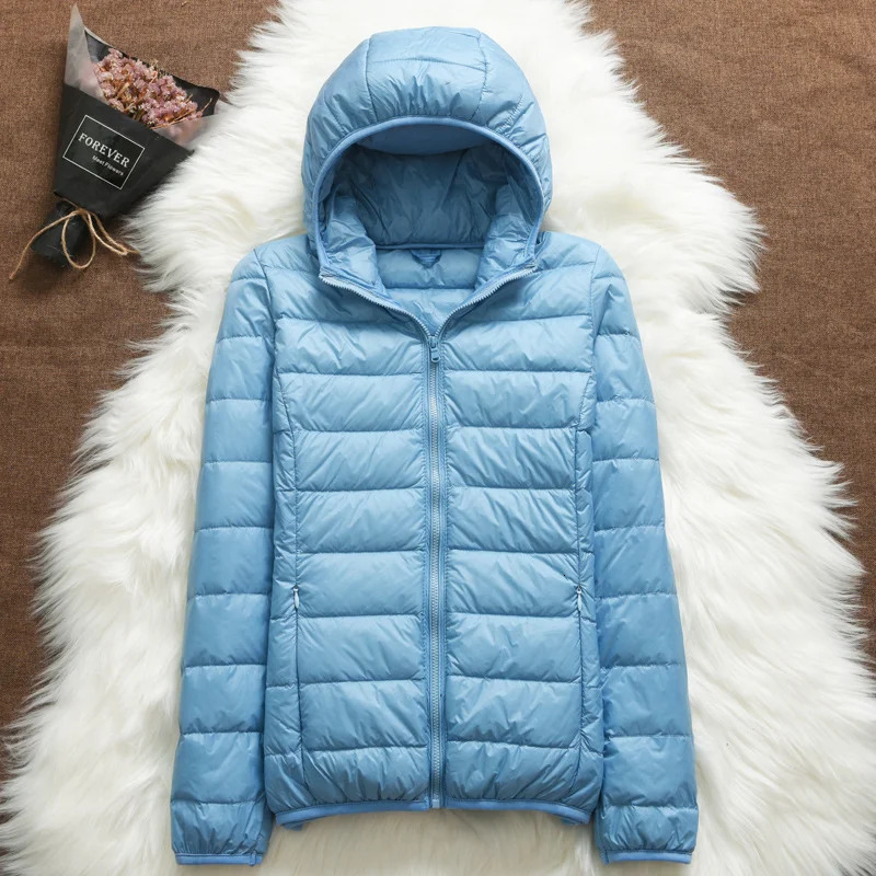 15 Colors Women Hooded Puffer Jackets Spring Winter 90 White Duck Down Female Coats Ultralight Packable Casual Parkas 250917