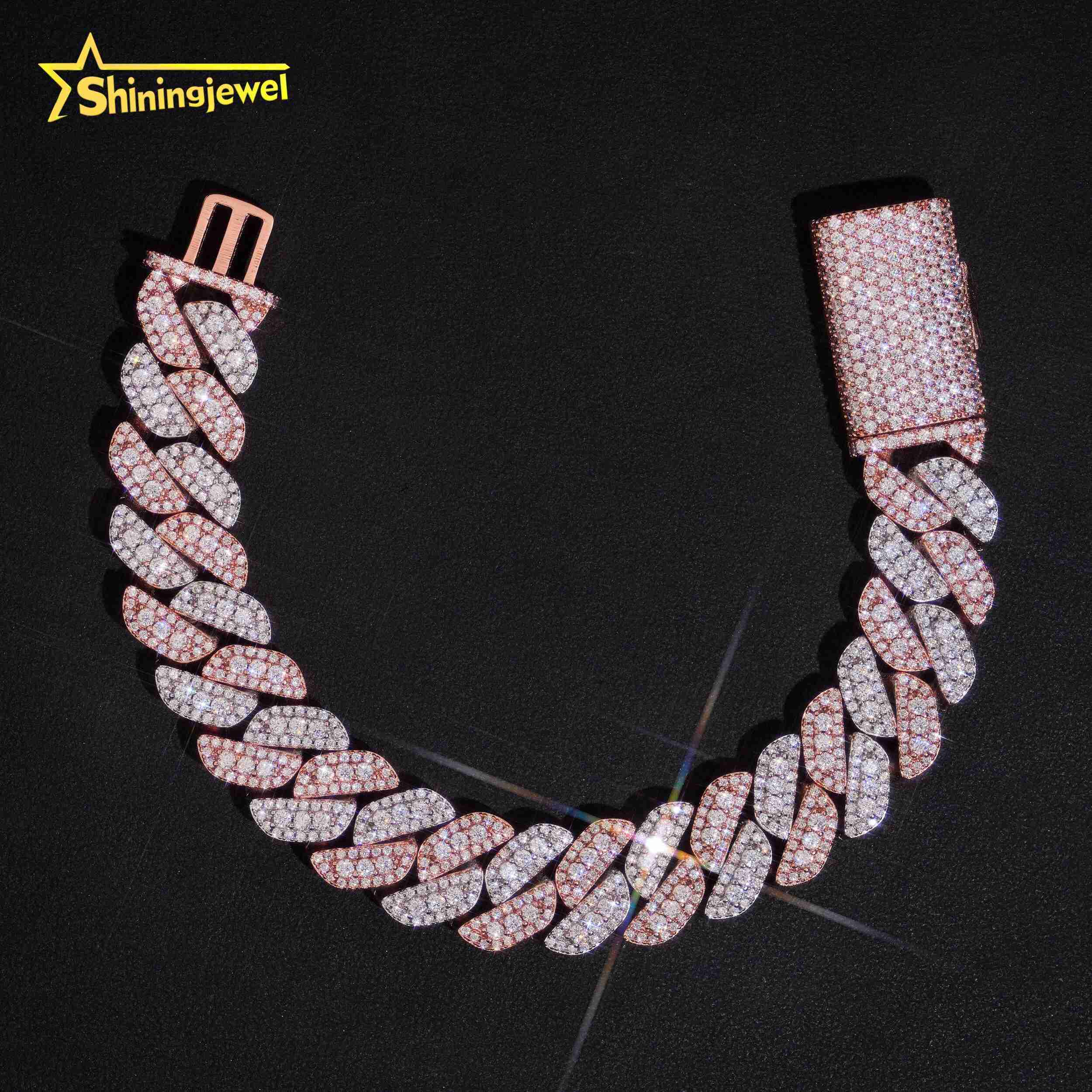 Two Tones 15mm Moissanite Cuban Bracelet Shines Like Diamond 925 Silver Affordable Luxury Bigger Sparkle Lower Price