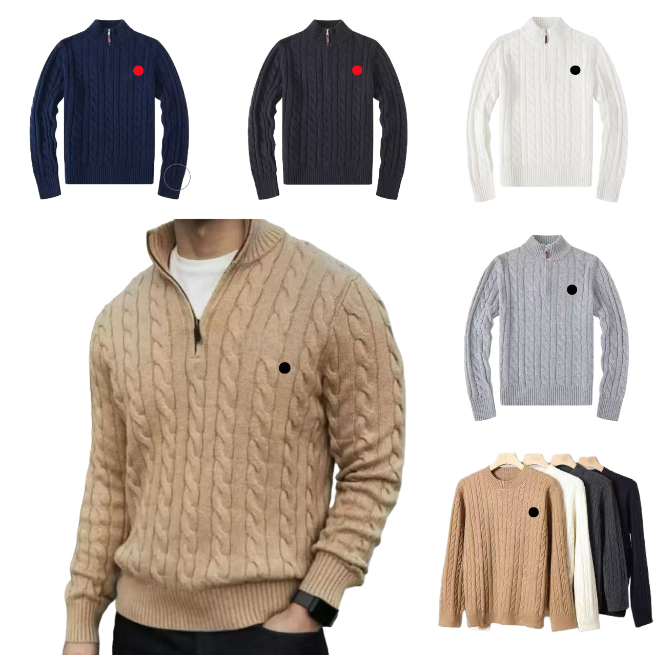 Mens polo Sweaters Autumn Wool Casual Half Polos Chandail Cardigan Jackets Winter Warm Long Sleeve Sweater Pullover Women Warm Hoodies S-2XL