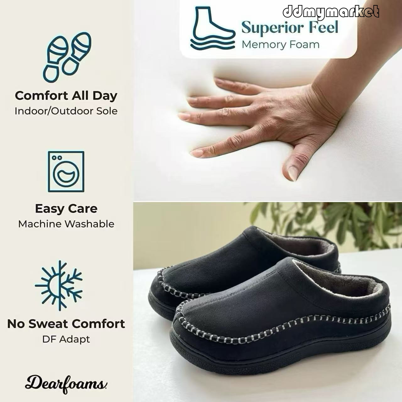 Cotton Slippers for Autumn and Winter Indoor Home Use, Non-Slip, Warm, Fleece-Lined, Canvas, Spring, Summer, Winter, Men's Style ddmymarket