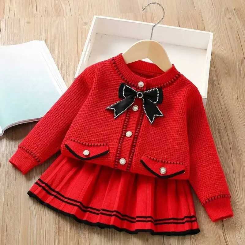 Baby Girls Clothing Set Sweater Clothing Outfit Newest Winter Knitted Solid Color Casual Top Skirt 3 4 5 6 7 T L250926SP84