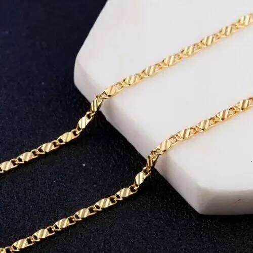 Hot sale Sterling Sier Gold flat Clavicle chains Necklaces for Men Women wedding Jewelry Christmas gifts 40-75cm