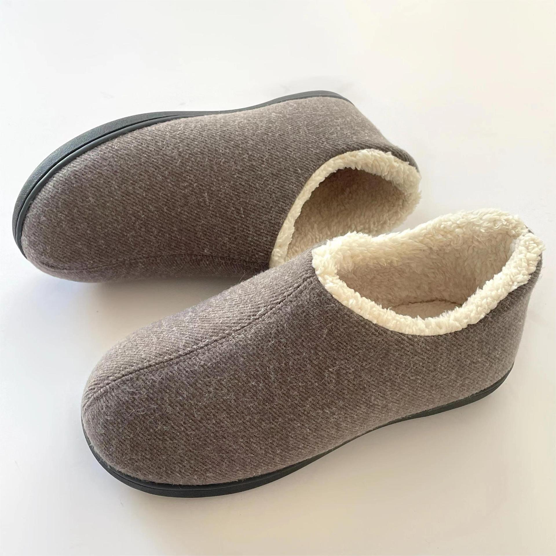 Memory Foam Thickened Fleece-Lined Warm Knitted Fabric Home Cotton Slippers for Men and Women Size ddmymarket