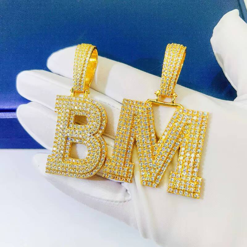 Ins Hot Selling Personality 925 Silver InlayDColor Can Be Worn15mm Width Cuban Link Chain Hip Hop Letter Pendant