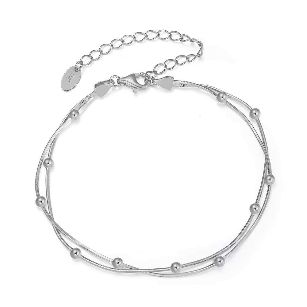 RINNTIN SB183 S925 Sterling Silver 09mm Width Round Snake Satellite Chain 14K Gold Plated Women Bracelet Jewelry