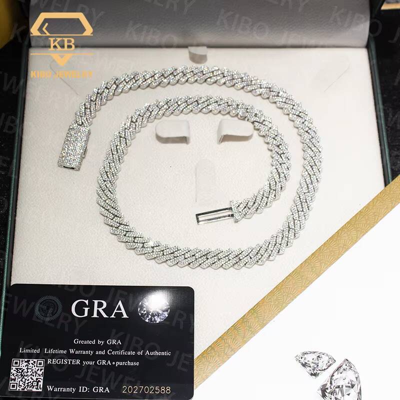 Hip Hop 10MM Hiphop Jewelry Bust Down Moissanite Diamond 925 Silver VVS Moissanite Iced Out Cuban Link Chain