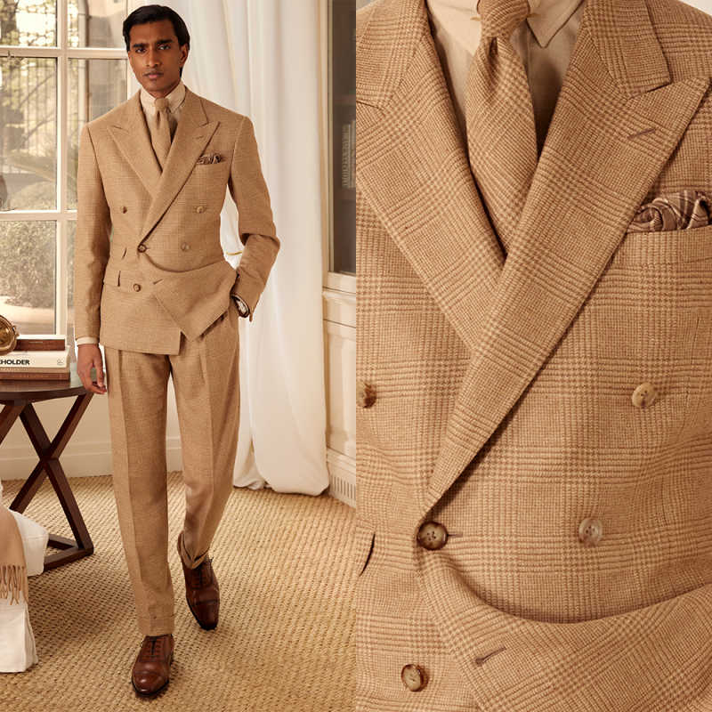 Vintage Wedding Tuxedos 2 Pcs Jacket Pants Stripe Men Suit Classic Wool Blend Double Breasted Grooms Evening Blazers Customized