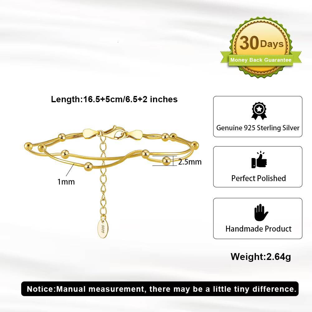 RINNTIN SB183 S925 Sterling Silver 09mm Width Round Snake Satellite Chain 14K Gold Plated Women Bracelet Jewelry