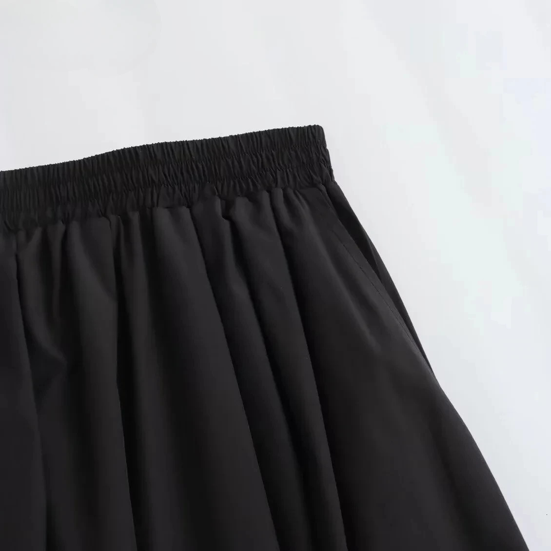 Mooyufon Womens Fashion Spring Black Wide Pleated Swing Vintage Chic Female High Waist Elegant Aline Long Skirt Mujer 250922