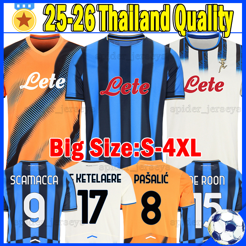 XXXL 4XL 25 26 Atalanta SCAMACCA Soccer Jerseys KRSTOVIC DE KETELAERE 2025 2026 PASALIC KAMALDEEN BRESCIANINI MALDINI Men Uniforms BELLANOVA MUSAH Football Shirts