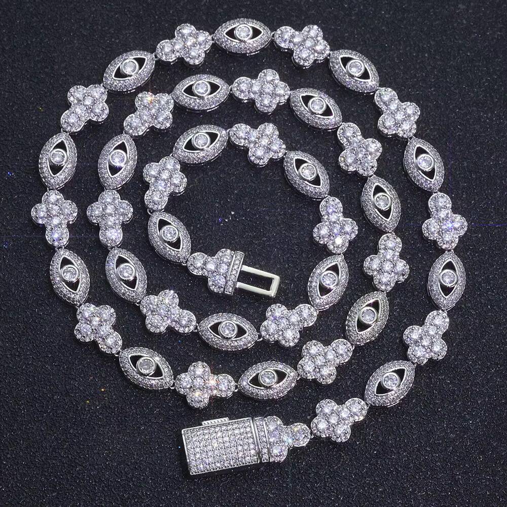 Wholesale Hip Hop Eye Cross Necklace Zircon Necklace Premium Bracelet for Men