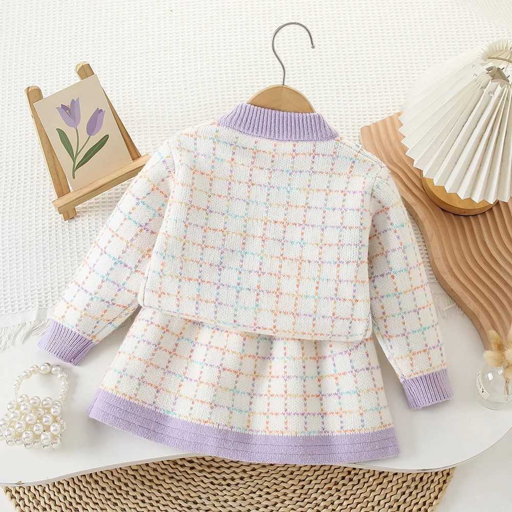 Girls New Designed Knitting Clothes Sets Girl Fall Winter Children Suits for 18Ys Kids 2Pcs Outfits Birthday Fashion Tweed Sets L250926XV77