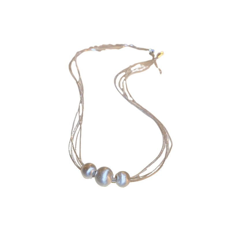 Silver - Toned Multi - Strand Chain Necklace With Three Pearl Accents Delicate Daily & Elegant Jewelry Gift For Her High - Quality And Timeless Access
