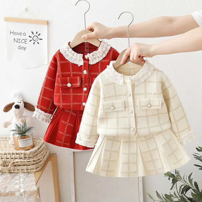Girls Knitted Dresses Spring Autumn Children Woolen Jersey Sweaters Tops Skirts Princess Suit For Baby Party Outfits Kids 4 5Y L250926LSSA