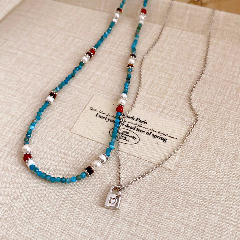 Silver - Toned Beaded Necklace With Turquoise, Pearl And Red Accents Delicate Daily & Elegant Jewelry Gift For Her High - Quality And Artistic Accesso