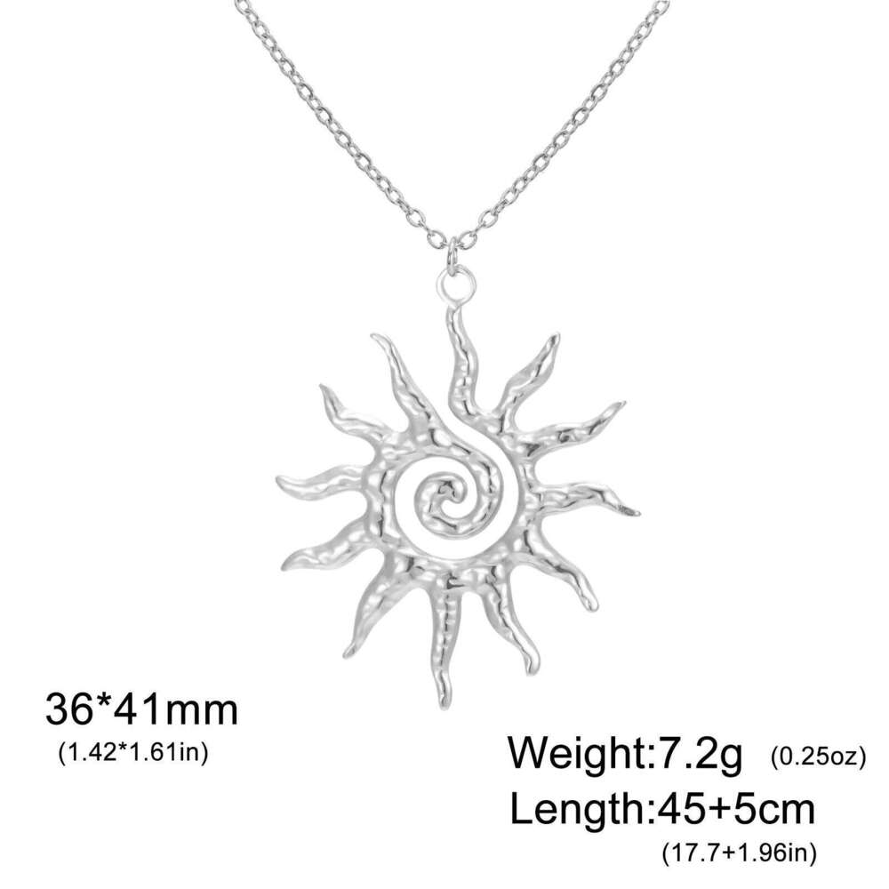 Magic Witch Sun Necklace for Men Woman Vintage Amulet Supernatural Chain Hollow Gold Color Stainless Steel Gift Choker Jewelry