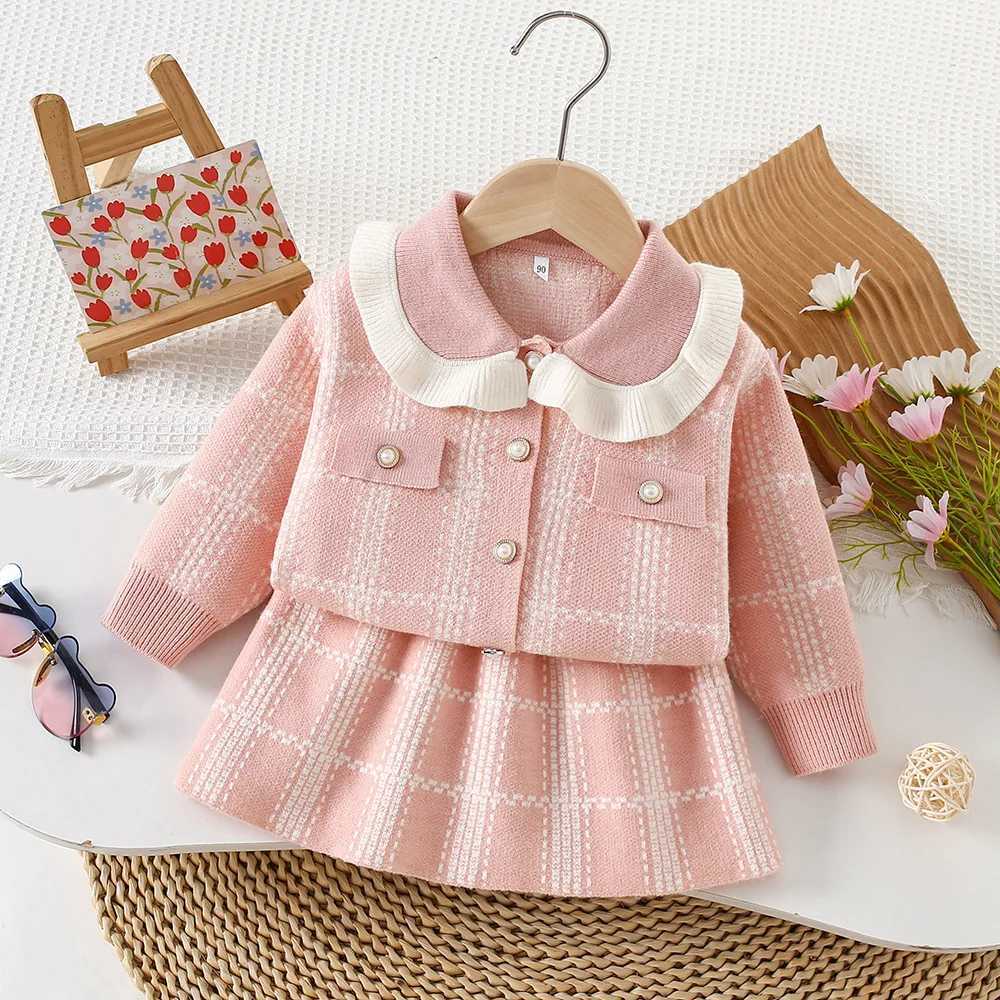 Childrens jumper set autumn winter new baby girl fragrant style son knitting overskirt British fashion jumper set 90120cm L250926921V