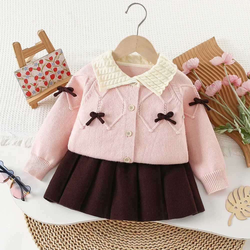Girls Knitted Clothes Sets Autumn Winter Children Woolen Jersey Sweaters Coats Skirts Kids Princess Dress Suit For Baby Outfits L2509267FXV