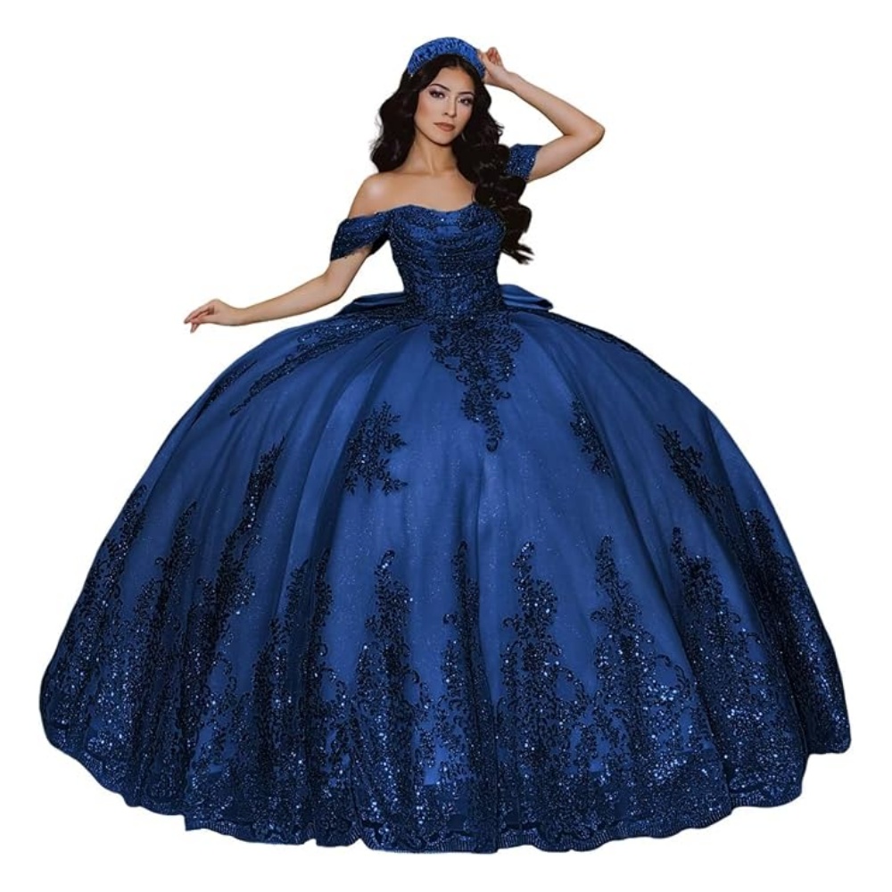 Sage Quinceanera Dresses Off Shoulder Pink Dark Navy Ball Gowns Tulle Balls Gown Sweet 16 Puffy Prom Dress Vestido de Fiesta