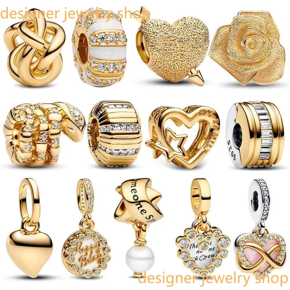 Designer Beads 925 Silver Charms for Bracelet Charm Gold Charm Happy Birthday Pave Infinity Heart Charms Fit Original Bracelet Women Fine Jewelry