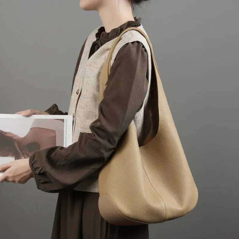 Fashion Cowhide Women's Bucket Bag New Large Capacity Designer Shoulder Bags Casual Trend Female Handbags