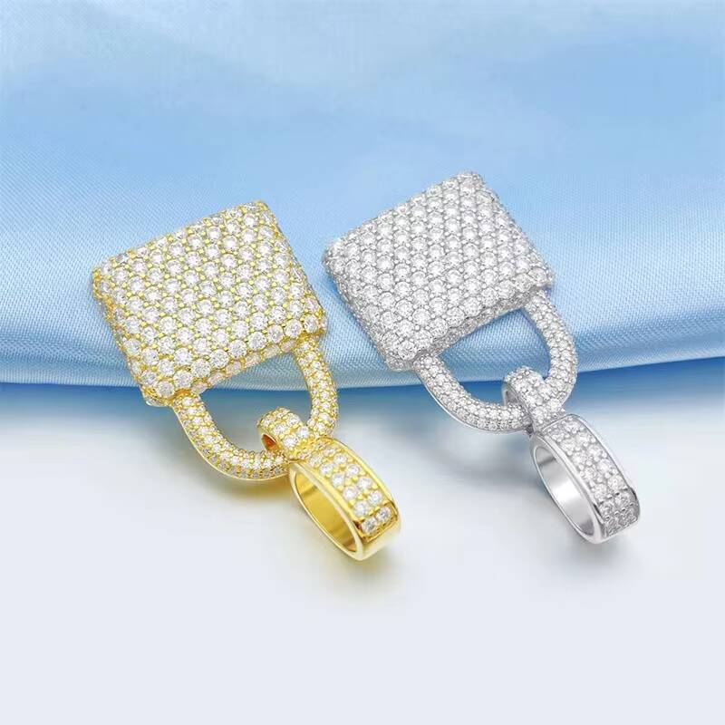 Iced Out Jewelry Hip Hop Moissanite Silver 925 Pendant Modern Lock Pendant