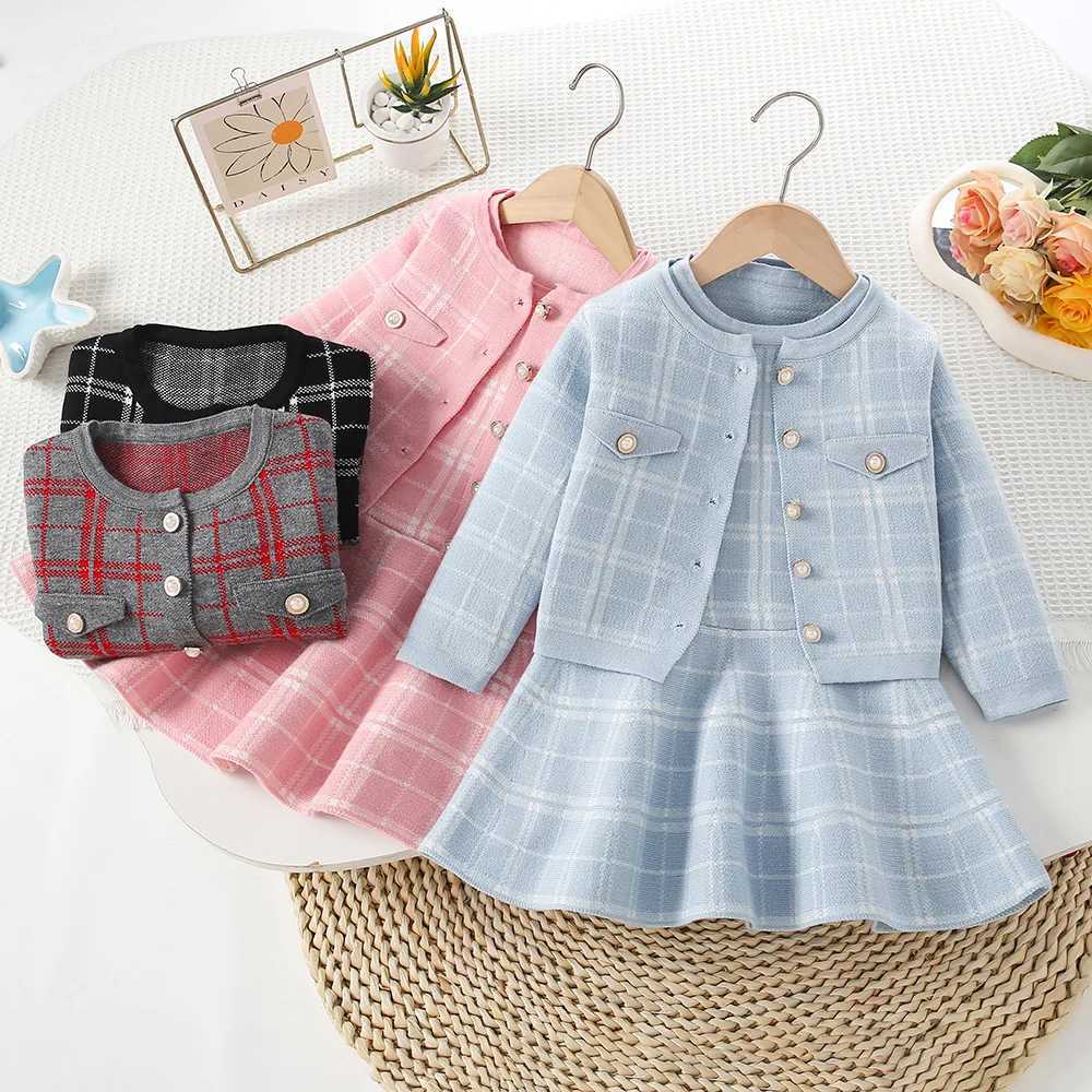 Girls Dresses Spring Autumn Children Woolen Jersey Sweaters Coats Vest Dress 2pcs Princess Suit For Baby Clothes Kids Outfits 6Y L250926AC4K