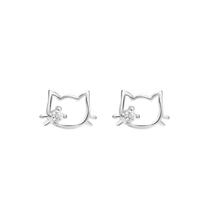 Fashion Cute Cat Temperament Simple Sweet Student Earrings Sleep Without Removing Ear Jewelry Girly Heart