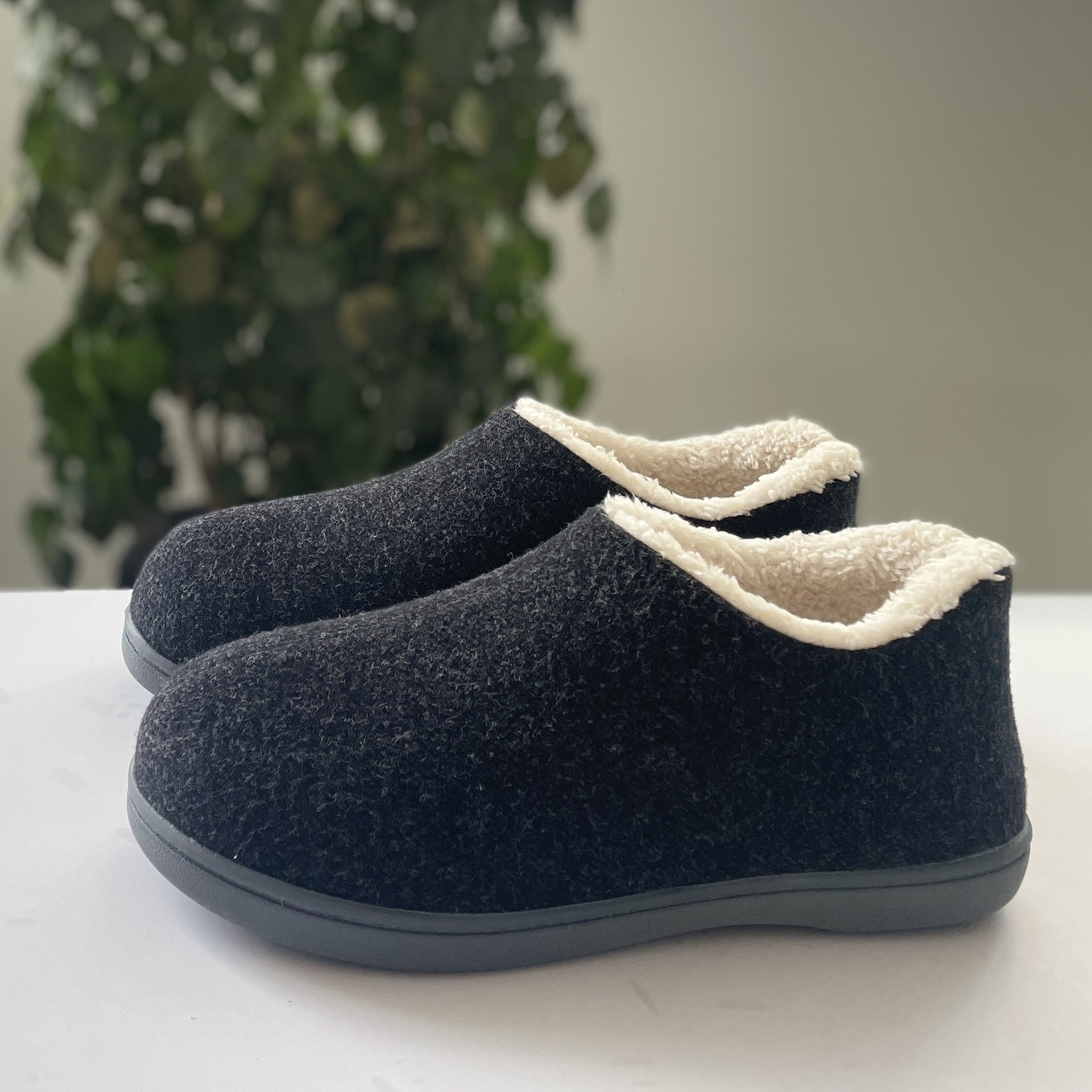 Memory Foam Thickened Fleece-Lined Warm Knitted Fabric Home Cotton Slippers for Men and Women Size ddmymarket