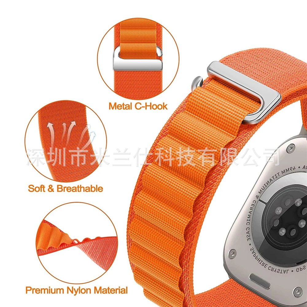 Alpine Loop Strap For Apple Watch Band 49mm 44mm 45 40 41 42 46 38 mm Bracelet Correa IWatch Ultra Series 10 9 8 7 SE 6 5 4 3 2
