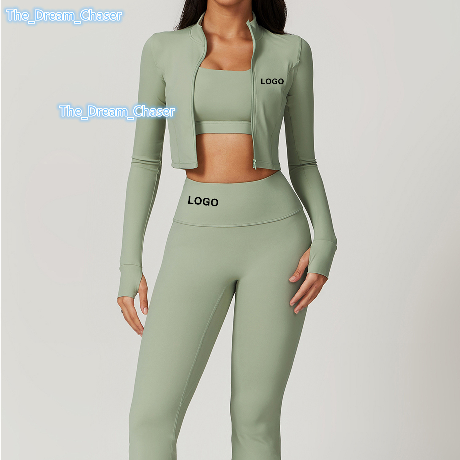 Cloud Sense Outdoor Sports Tight Pants Yoga Clothing Set Nude Fitness Shockproof High Waist Yoga Clothing 3 Piece Set