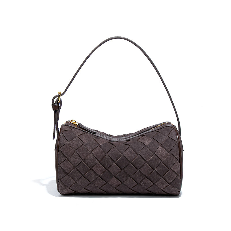 Design Autumn Winter Suede Cylinder Woven High-end Feel Single Shoulder Underarm Handheld Pillow Camera Bag