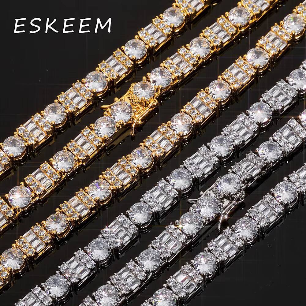 Women VVS Moissanite Tennis Bracelet Square Circular Design 925 Sterling Silver Sparkling Diamond Tennis Chain Hip Hop Jewelry
