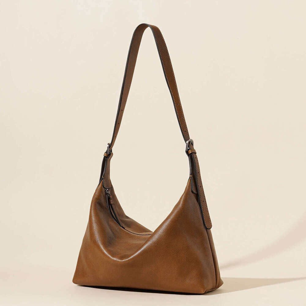 designer bag Luxury bag Tree Paste Top Layer Cowhide Genuine Leather Autumn High-End Feel Women's Niche Classic Hobo Shoulder Underarm Bag