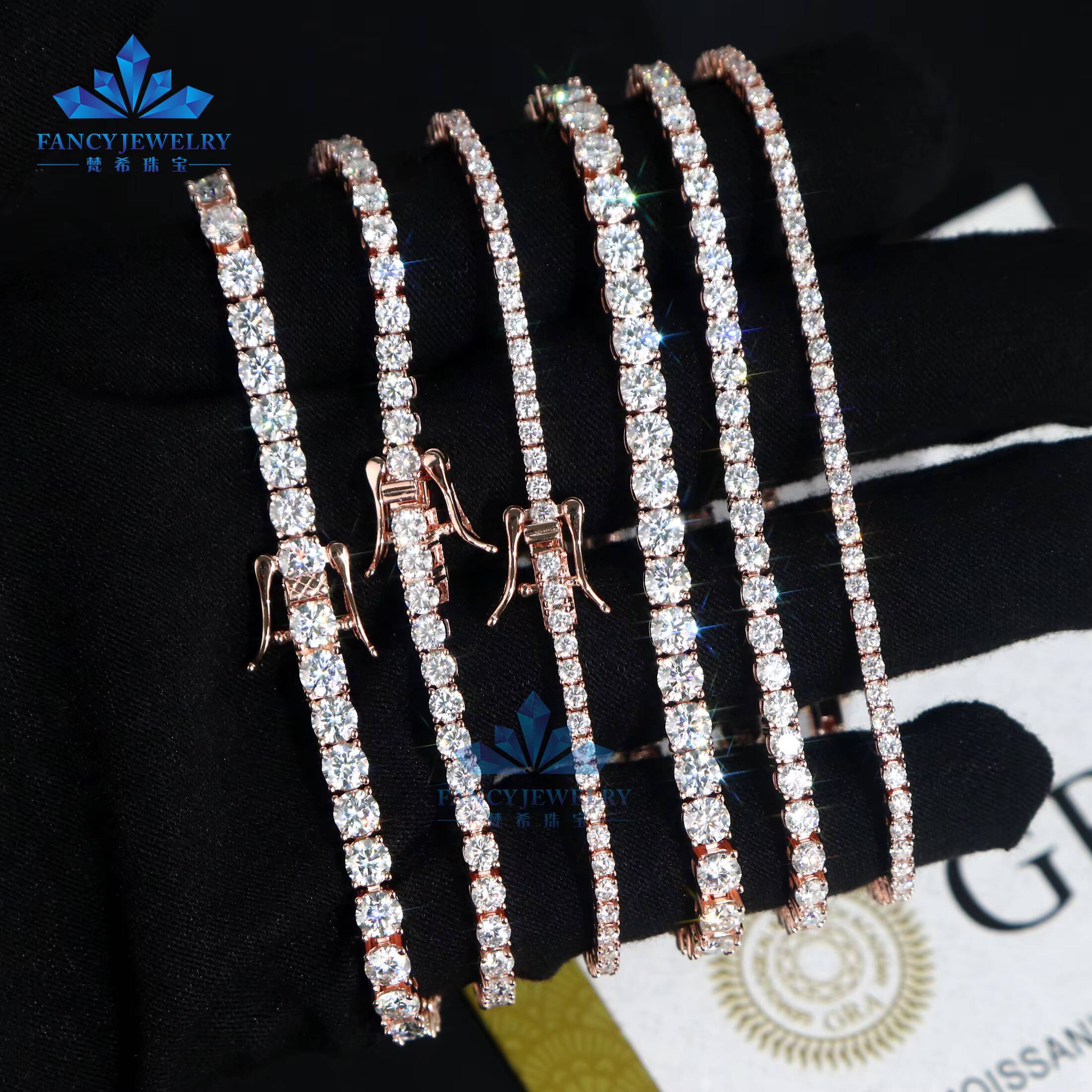 Pass Diamond Tester 20mm65mm VVS Moissanite Diamond 925 Silver Iced Out Tennis Chain Necklaces Hip Hop Jewelry