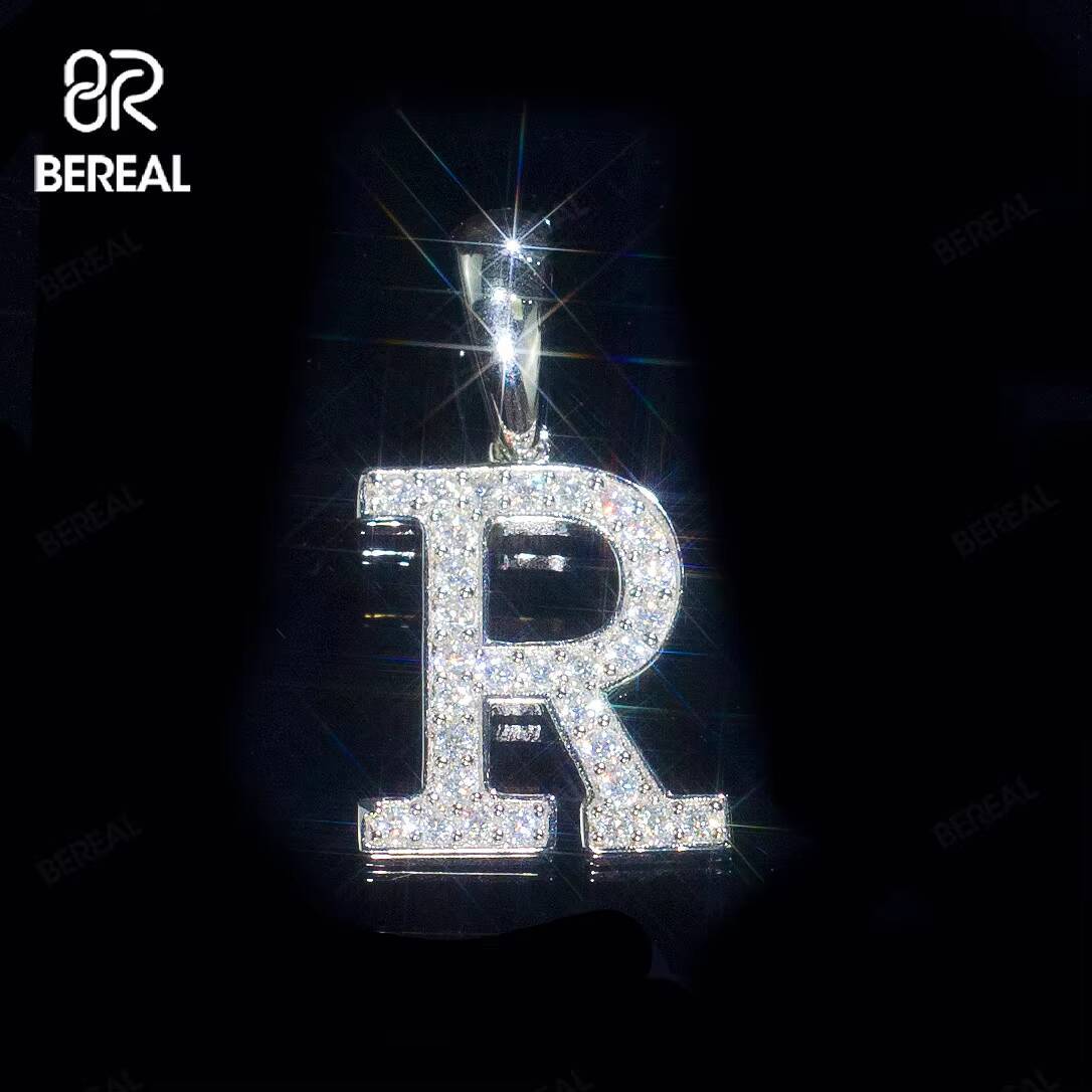 Custom Pass Diamond Tester Iced Out Vvs Moissanite Jewelry Hip Hop Single Letter Pendant Alphabet R Necklace Fine Jewelry